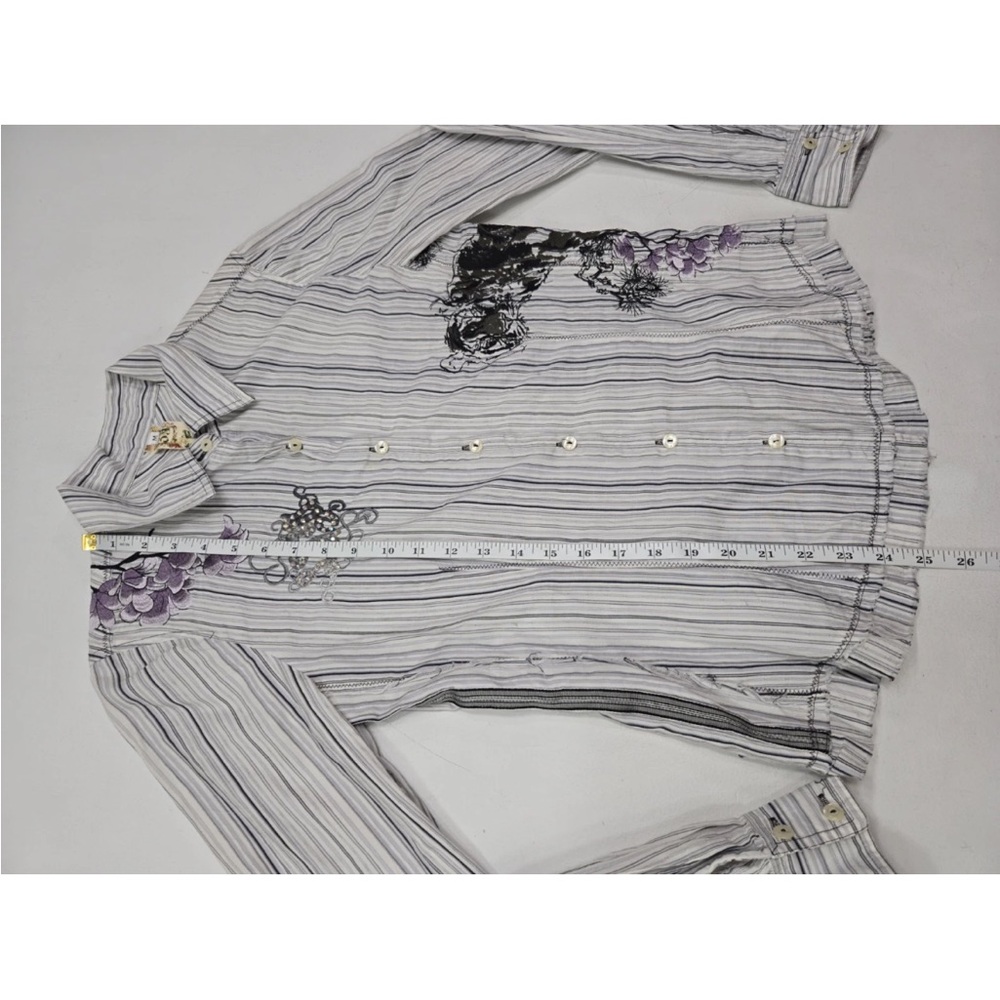 Johnny Was 3j Workshop Imperial Tiger Embroidered Button Down Floral Size M - Picture 8 of 8